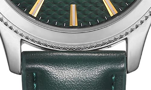 PERRY ELLIS PERRY ELLIS SOLAR POWERED 3-HAND QUARTZ LEATHER STRAP WATCH, 41MM