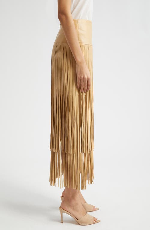 Shop L Agence L'agence Karolina Fringe Tiered Midi Skirt In Croissant