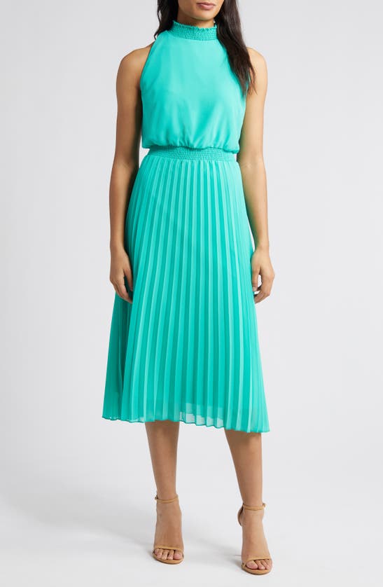SAM EDELMAN SAM EDELMAN SMOCKED PLISSÉ MIDI DRESS 