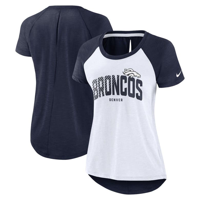 Women's Nike White/Heather Royal Indianapolis Colts Back Cutout Raglan T-Shirt