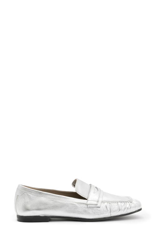 Shop Allsaints Sapphire Penny Loafer In Metallic Silver