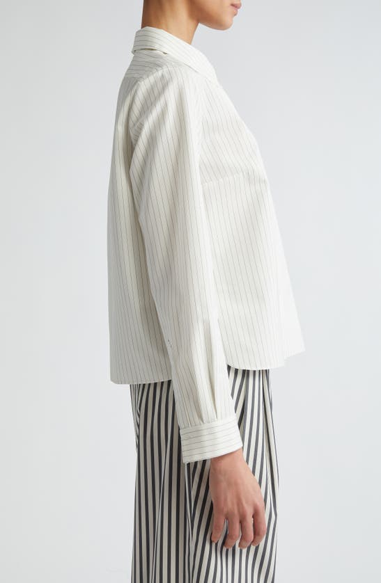 Shop Partow Lara Pinstripe Silk Button-up Shirt In Ivory