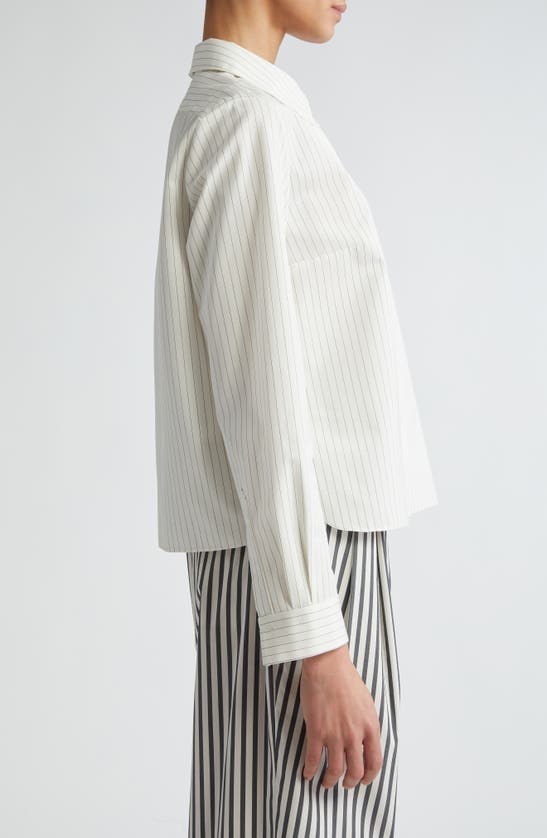 Partow Lara Pinstripe Silk Button-up Shirt In Ivory