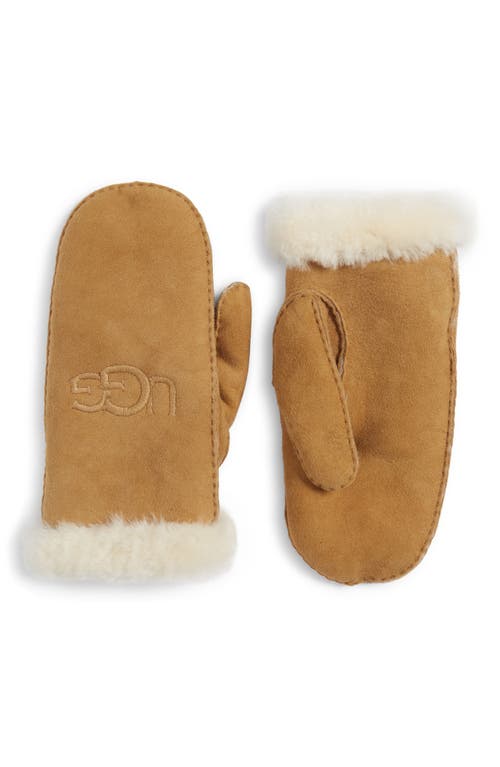 UGG(R) Genuine Shearling Lined Mittens in Chestnut