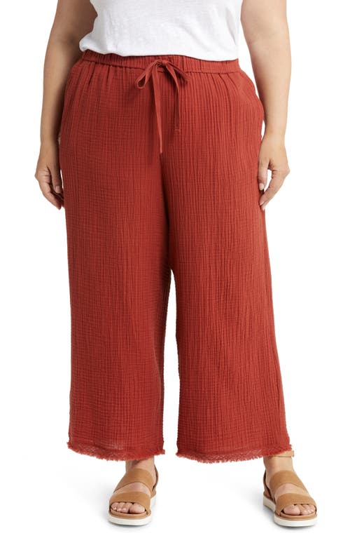 Eileen Fisher Organic Cotton Crop Wide Leg Pants in Picante