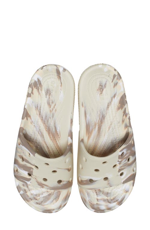 Shop Crocs Classic Marbled Slide Sandal In Bone/multi