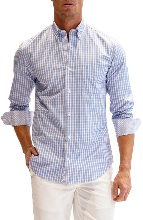 Heritage Check Print Long Sleeve Cotton Button-Down Shirt