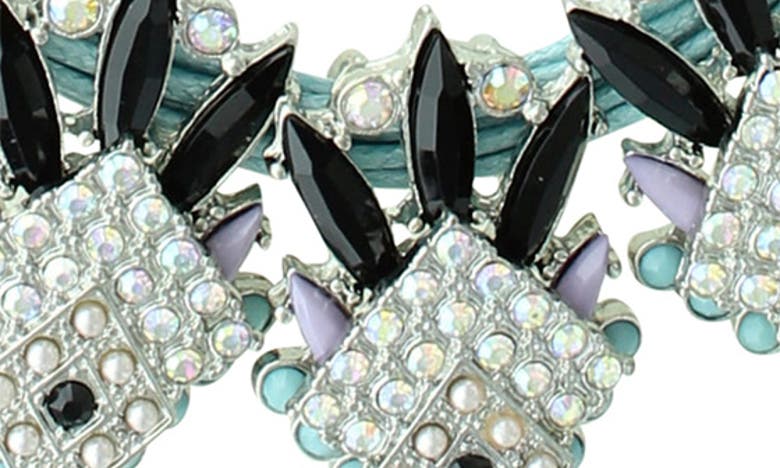 Olivia Welles Frost And Ice Crystal Choker Necklace In Blue