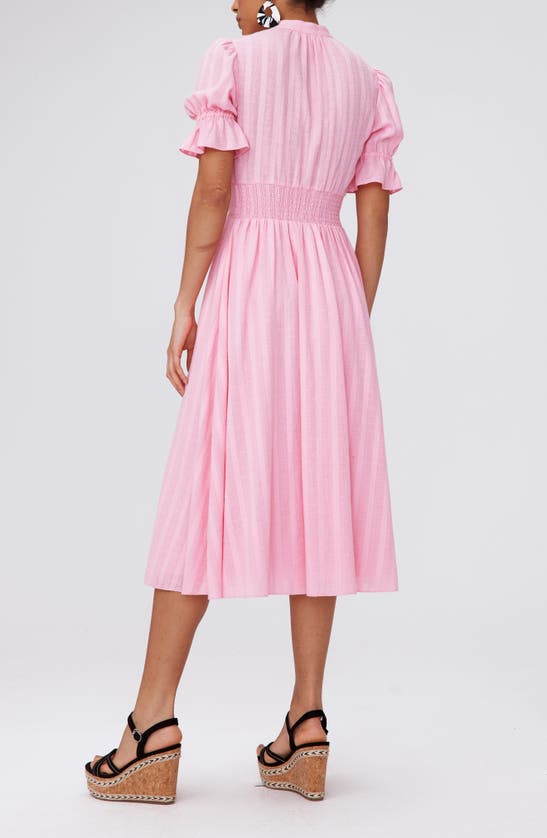 Shop Dvf Erica Cotton Button-up Midi Dress In Rose Pink