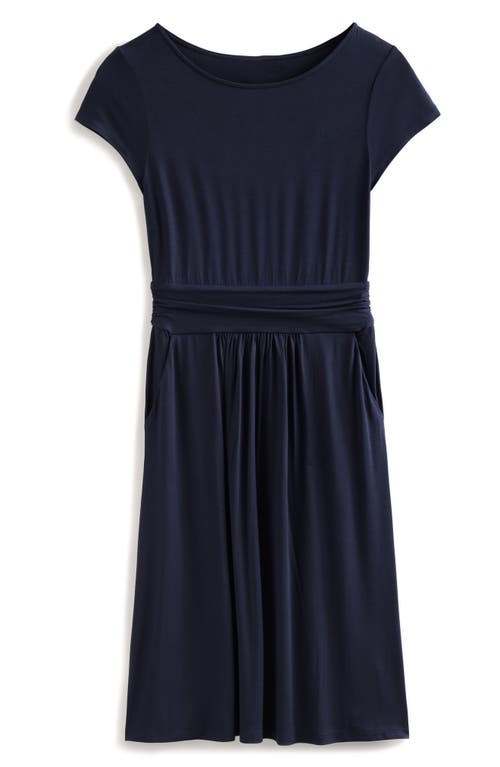 Amelie Print Jersey Dress in Blue Navy