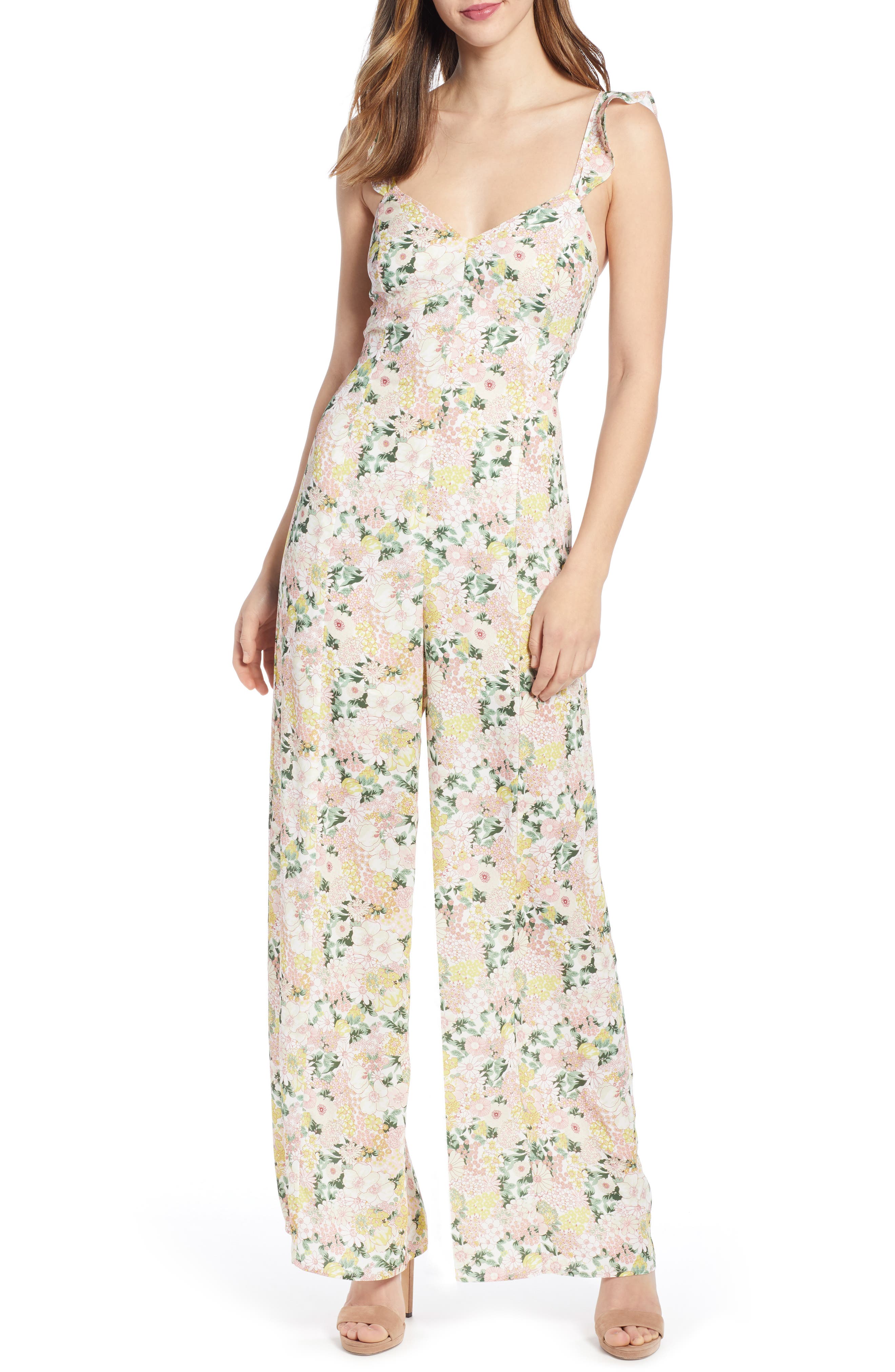 Leith Ruffle Strap Jumpsuit, Pink