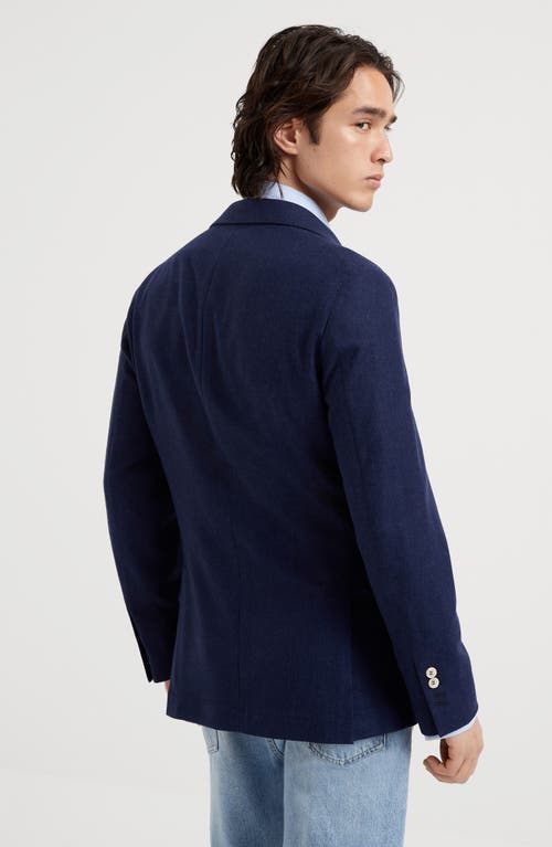 Shop Brunello Cucinelli Diagonal Twill Unconstructed Blazer In Blue