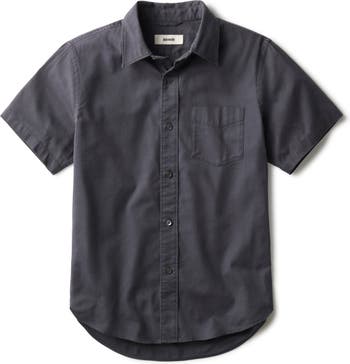 Draped Twill Short Sleeve Button-Up Shirt