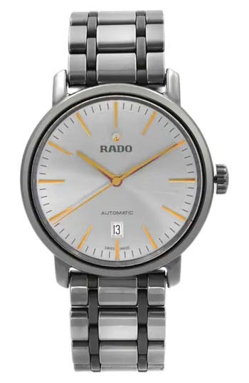 Shop Rado Ceramic Bracelet Strap Automatic Watch, 41mm In Silver/gunmetal