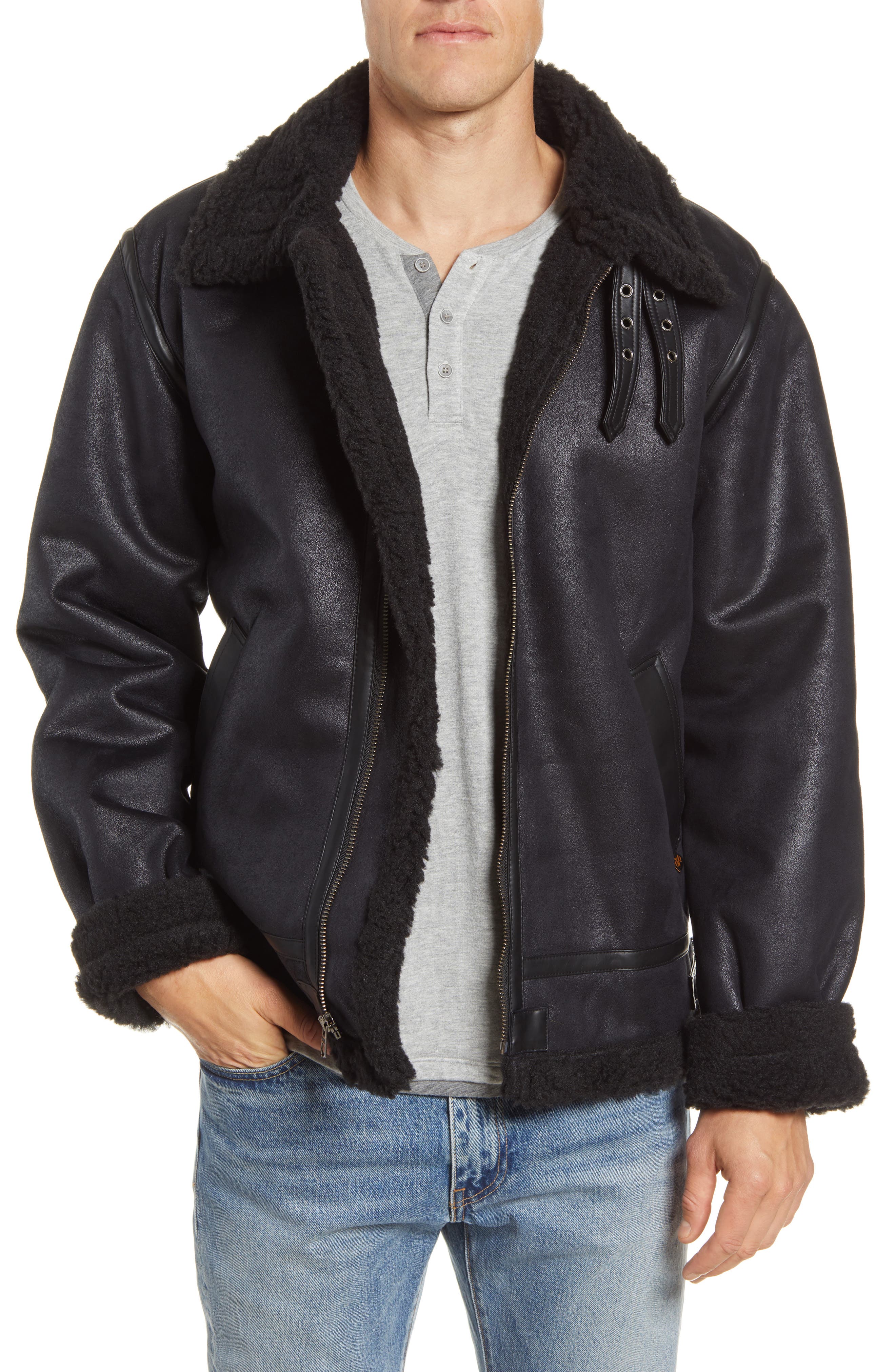 alpha industries shearling jacket
