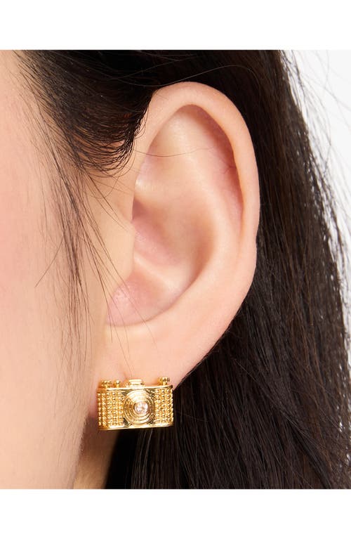 Shop Kate Spade New York Camera Stud Earrings In Gold