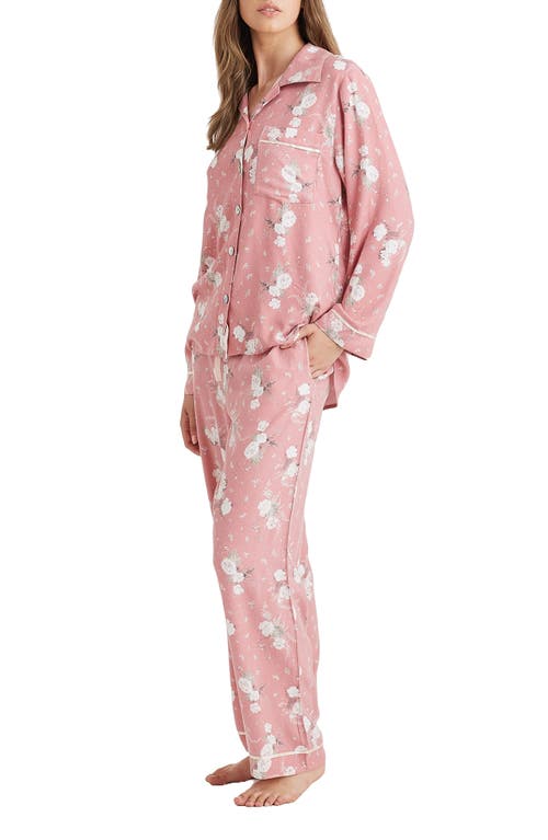 Shop Papinelle Yolly Cosy Print Pajamas In Rose Blush