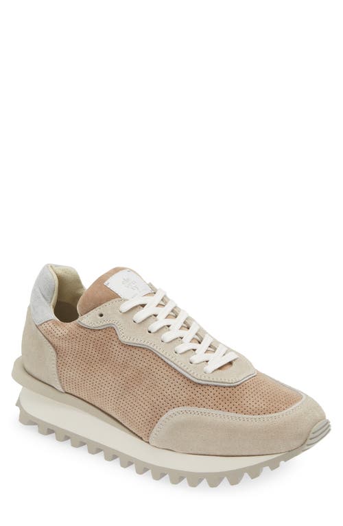 Shop Eleventy Perforated Low Top Sneaker In Camel And Sand And Light Grey