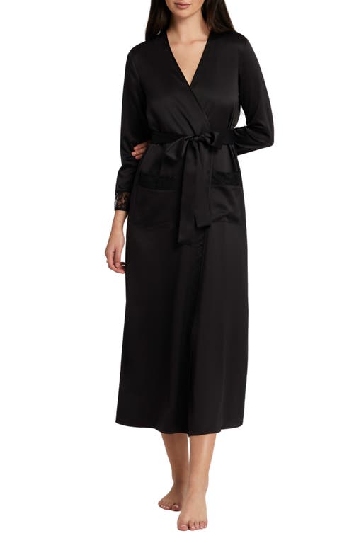 Rya Collection Serena Charmeuse Robe Black at Nordstrom,