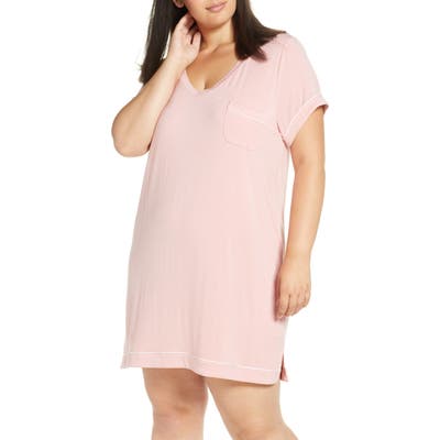 Plus Size Nordstrom Lingerie Moonlight Sleep Shirt, Pink