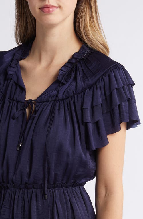 Shop Sam Edelman Tiered Ruffle Minidress In Navy