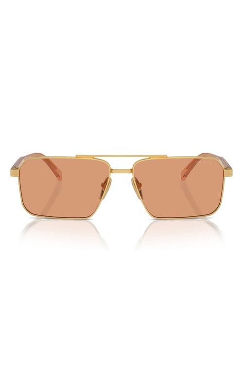 Shop Prada 58mm Rectangular Sunglasses In Gold/peach