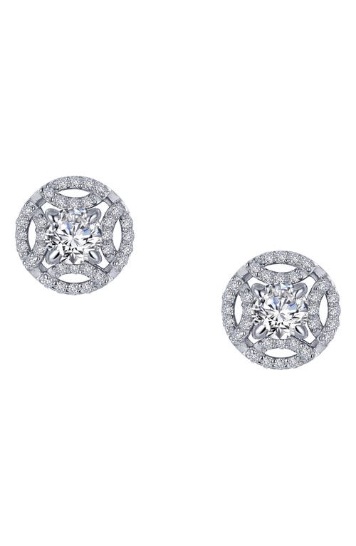 Simulated Diamond Button Earrings in Clear/Silver