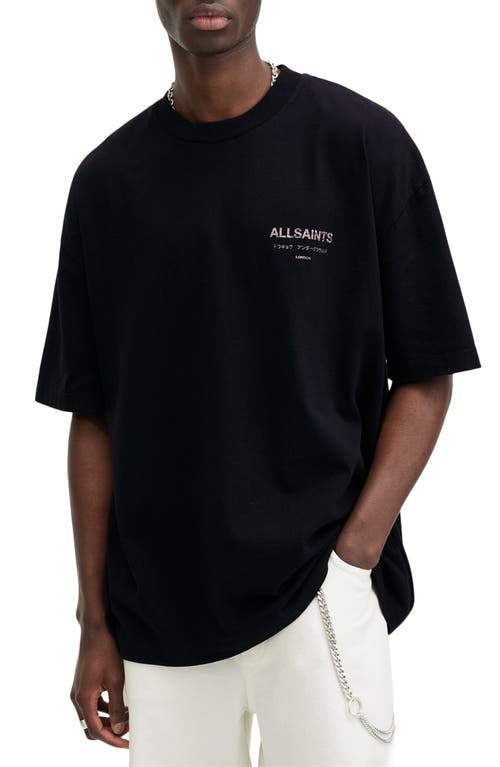 Shop Allsaints Underground Camo Cotton Graphic T-shirt In Jet Black