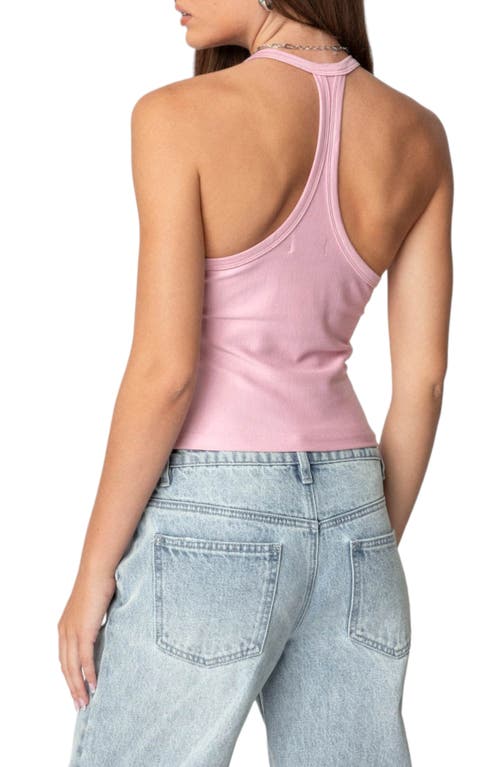 Shop Edikted Racerback Stretch Tank Top In Pink