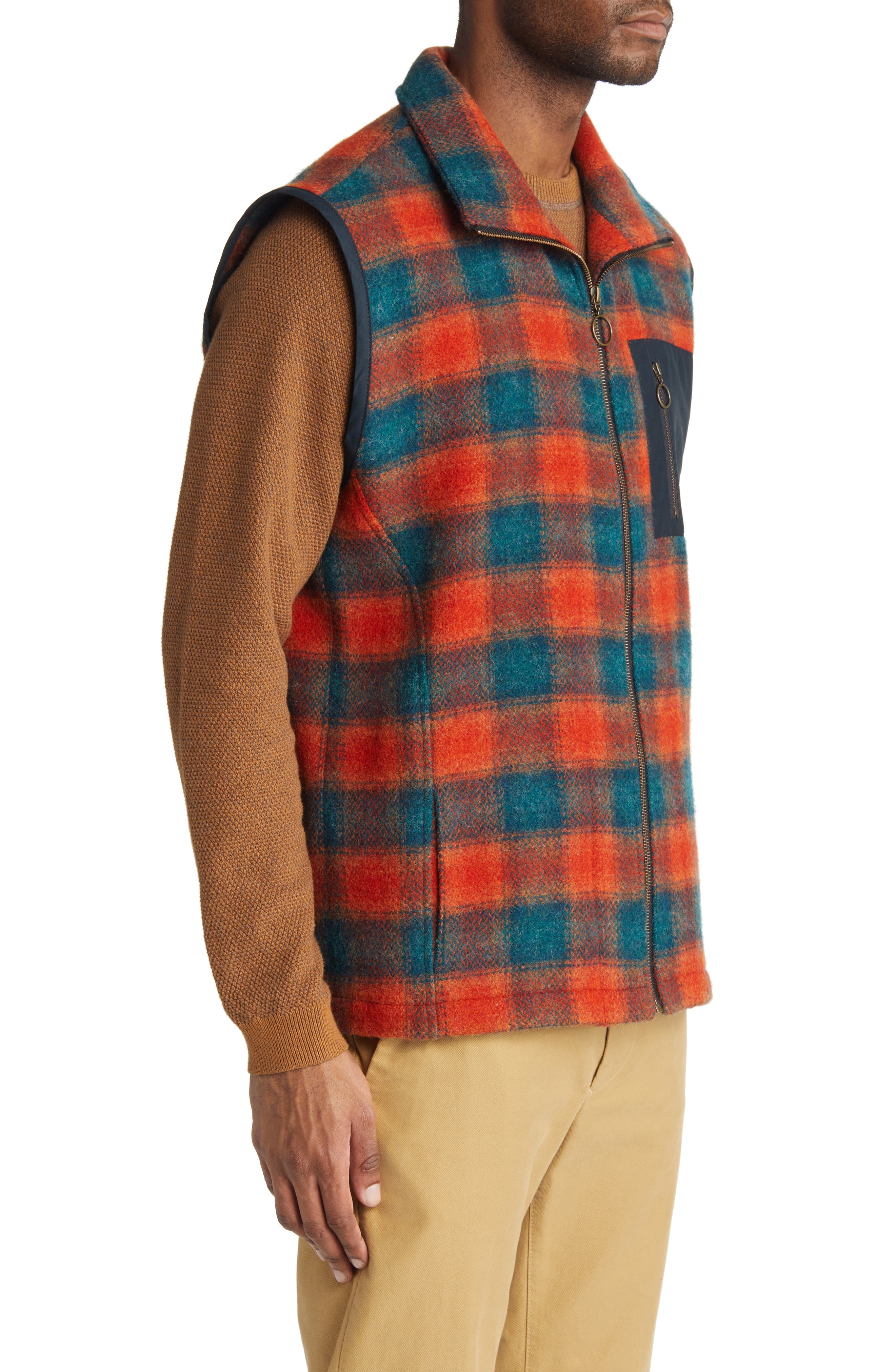 Peregrine Zip Pocket Wool Gilet in Hengrove Check at Nordstrom, Size XX-Large