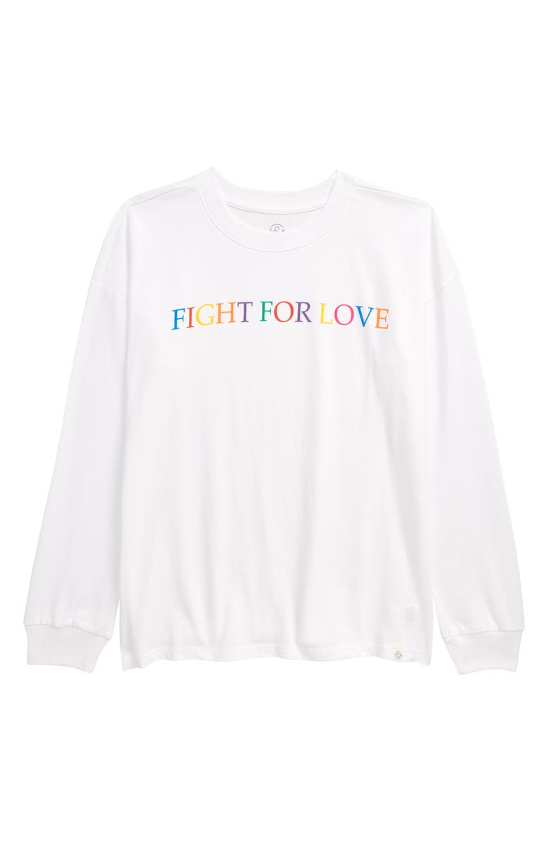 TREASURE & BOND Kids' Graphic Tee, Main, color, WHITE RAINBOW FIGHT FOR LOVE