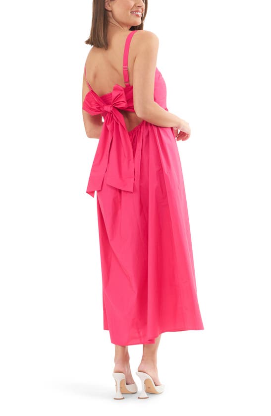 Shop Ripe Maternity Tamara Tie Back Poplin Midi Maternity Sundress In Hot Pink