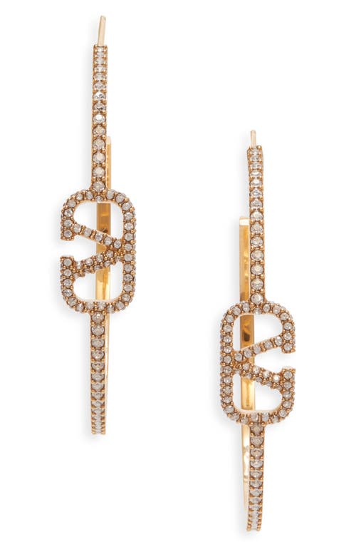 Valentino Garavani Vlogo Crystal Pavé Hoop Earrings In Gold