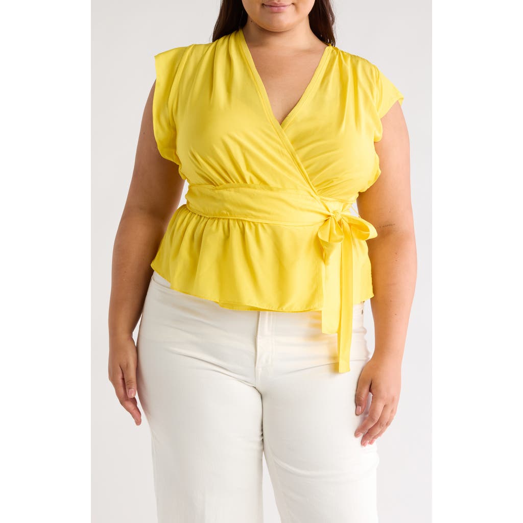 Joie Ashlene Cap Sleeve Wrap Top In Empire Yellow