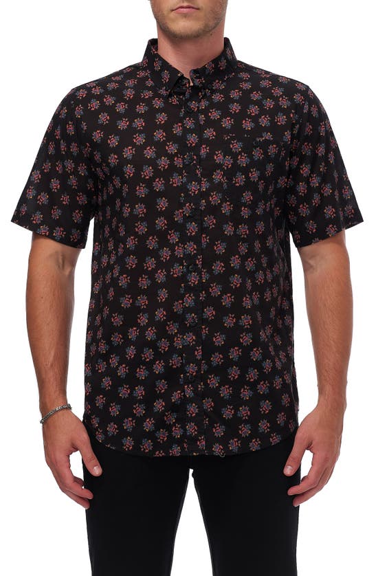 Ezekiel Grom Short Sleeve Cotton Button-up Shirt In Black