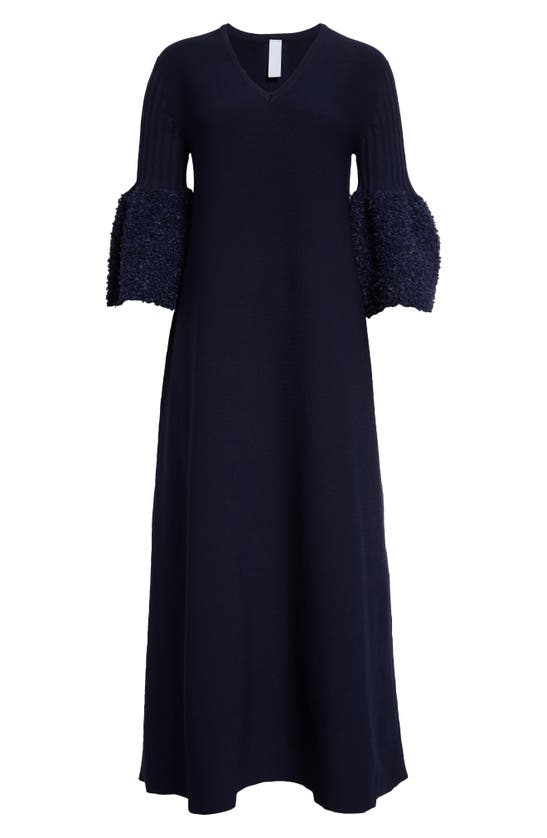Shop Cfcl Pottery Reef Bell Sleeve Midi Sweater Dress In Navy