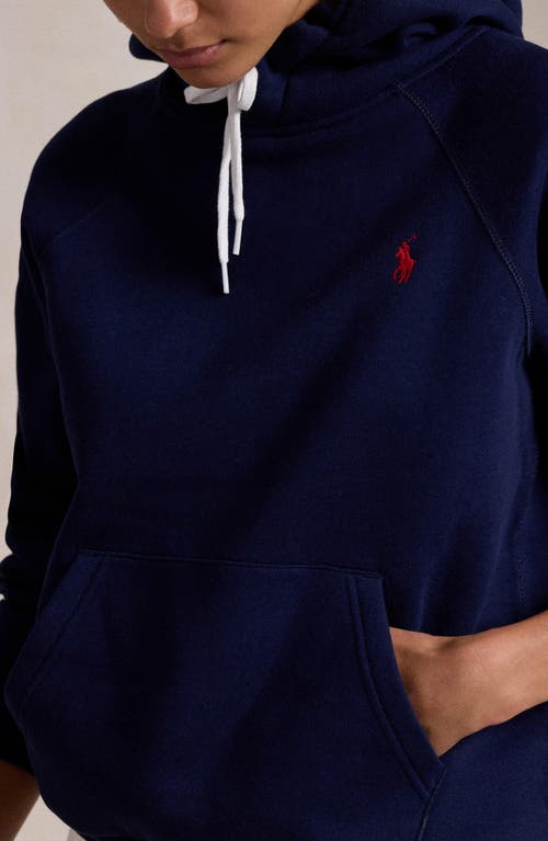 Shop Polo Ralph Lauren Arctic Shrunken Fit Fleece Hoodie In Cruise Navy