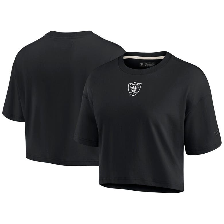 Shop Fanatics Signature Black Las Vegas Raiders Elements Super Soft Boxy Cropped T-shirt