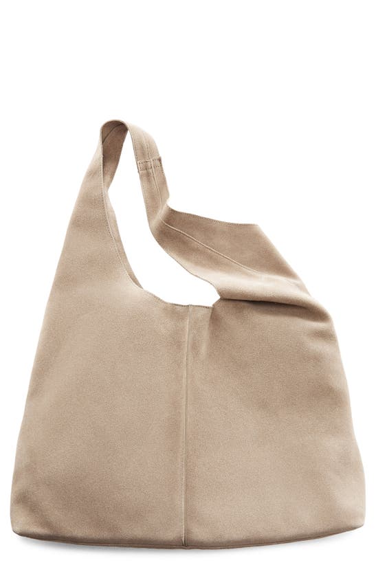 Shop Mango Suede Shopper Bag In Leather