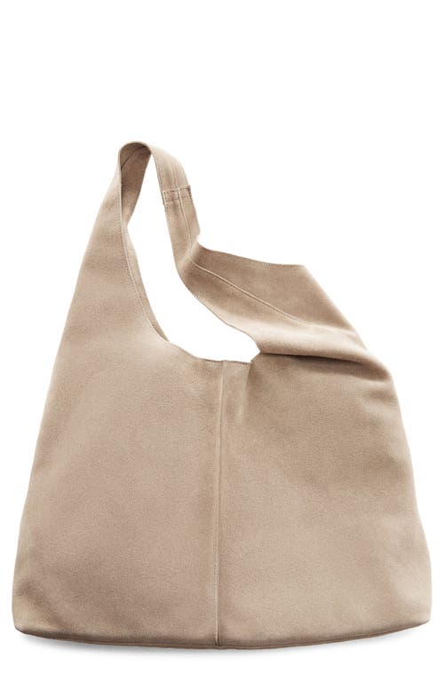 Suede Shopper Bag in Leather