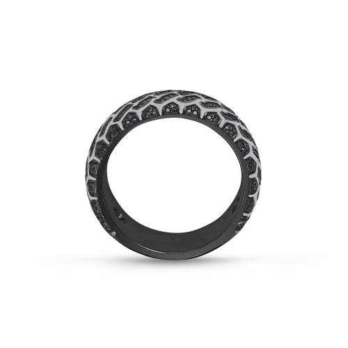 Luvmyjewelry Born Drifter Black Rhodium Plated Sterling Silver Tire Tread Black Diamond Band Ring In Dark Grey
