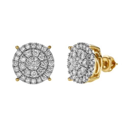 Luvmyjewelry Zephyra 10k Yellow Gold Cluster Diamond Unisex Earrings In 10k Yellow Gold