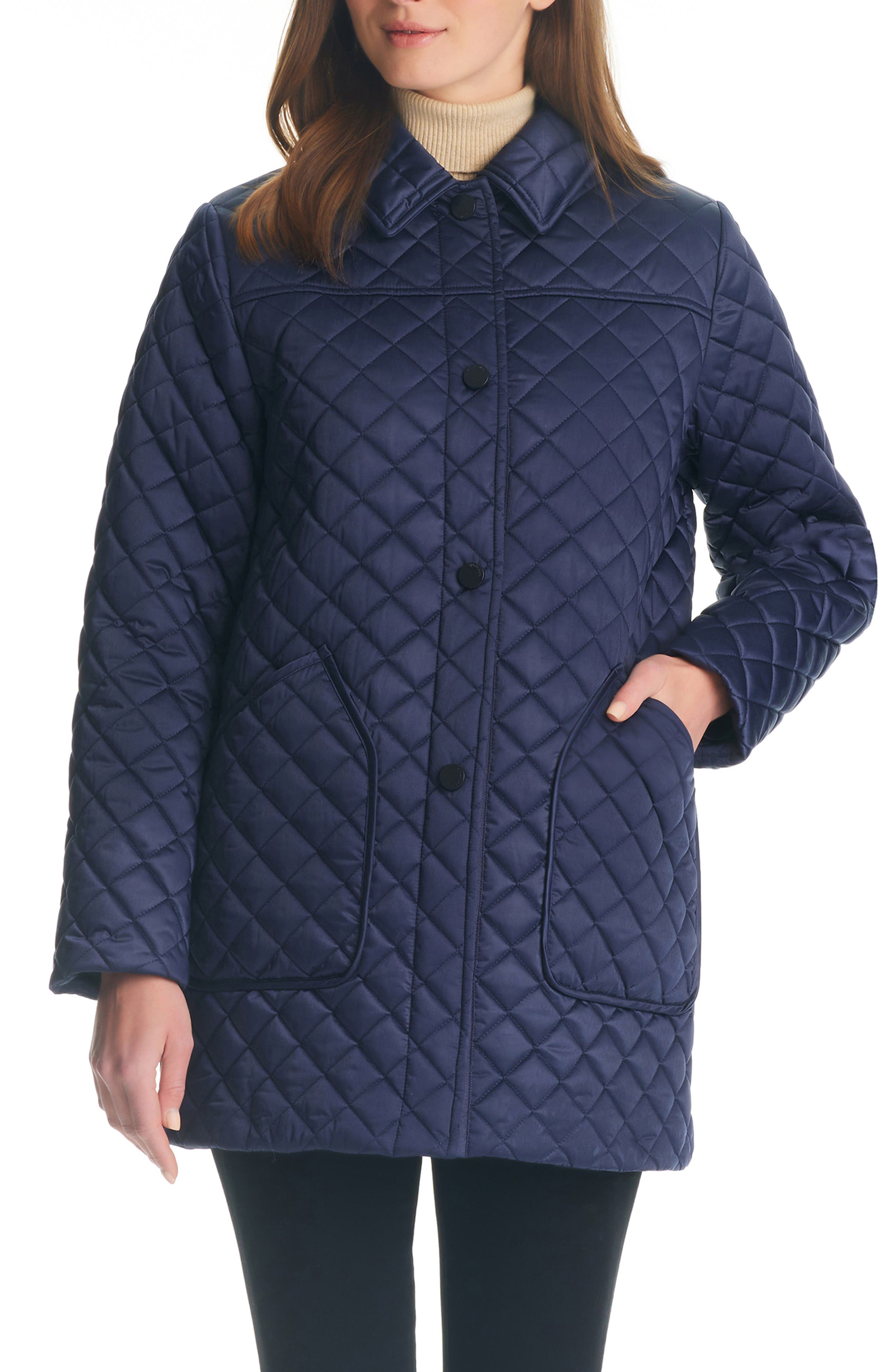 kate spade new york quilted snap jacket in Midnight Navy Smart Closet