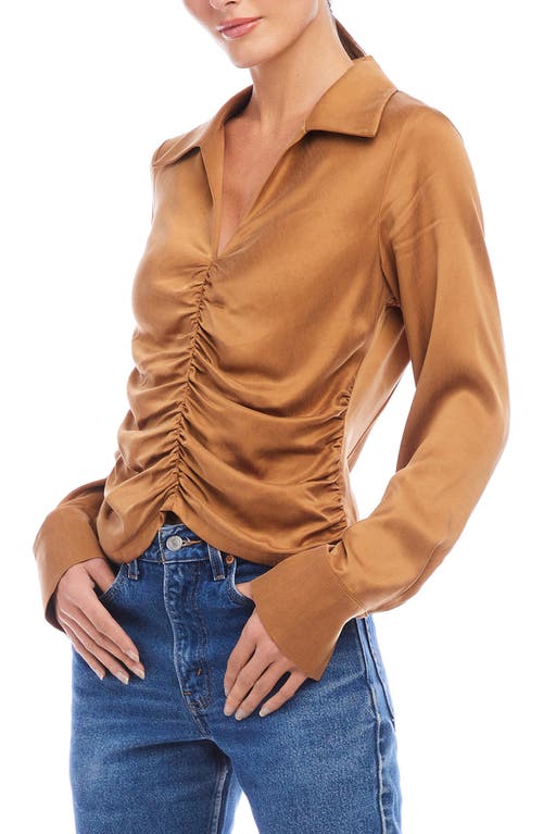 Shop Fifteen Twenty Arabella Shirred Top In Camel