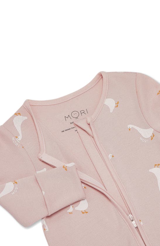 Shop Mori Clever Goose Print Zip Fitted One-piece Pajamas In Duck Print