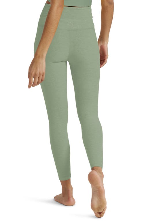 Shop Beyond Yoga At Your Leisure Space Dye High Waist Midi Leggings In Minty Slate Heather