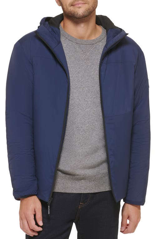 Shop Tommy Hilfiger Water Resistant Hooded Insulated Jacket In Navy