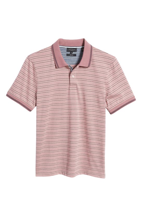 Shop Ted Baker London Beakon Slim Fit Stripe Cotton Polo In Mid Pink