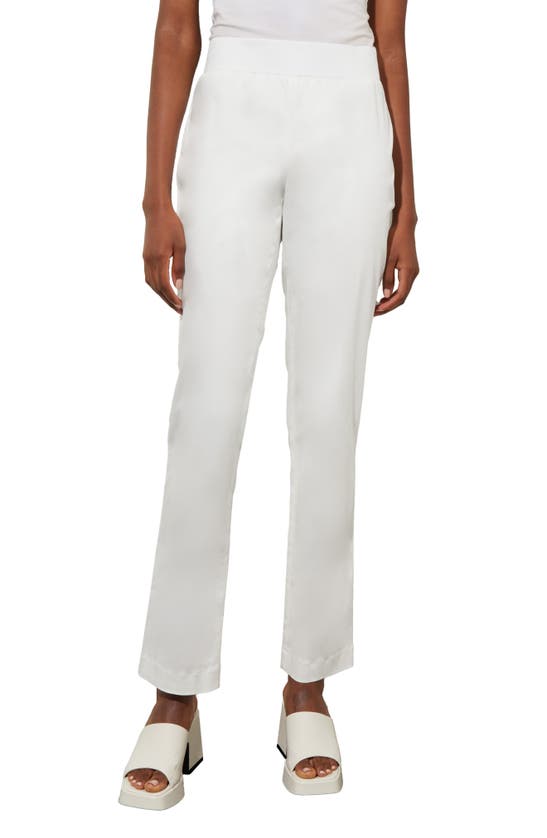 Ming Wang Straight Leg Pull-on Pants In White