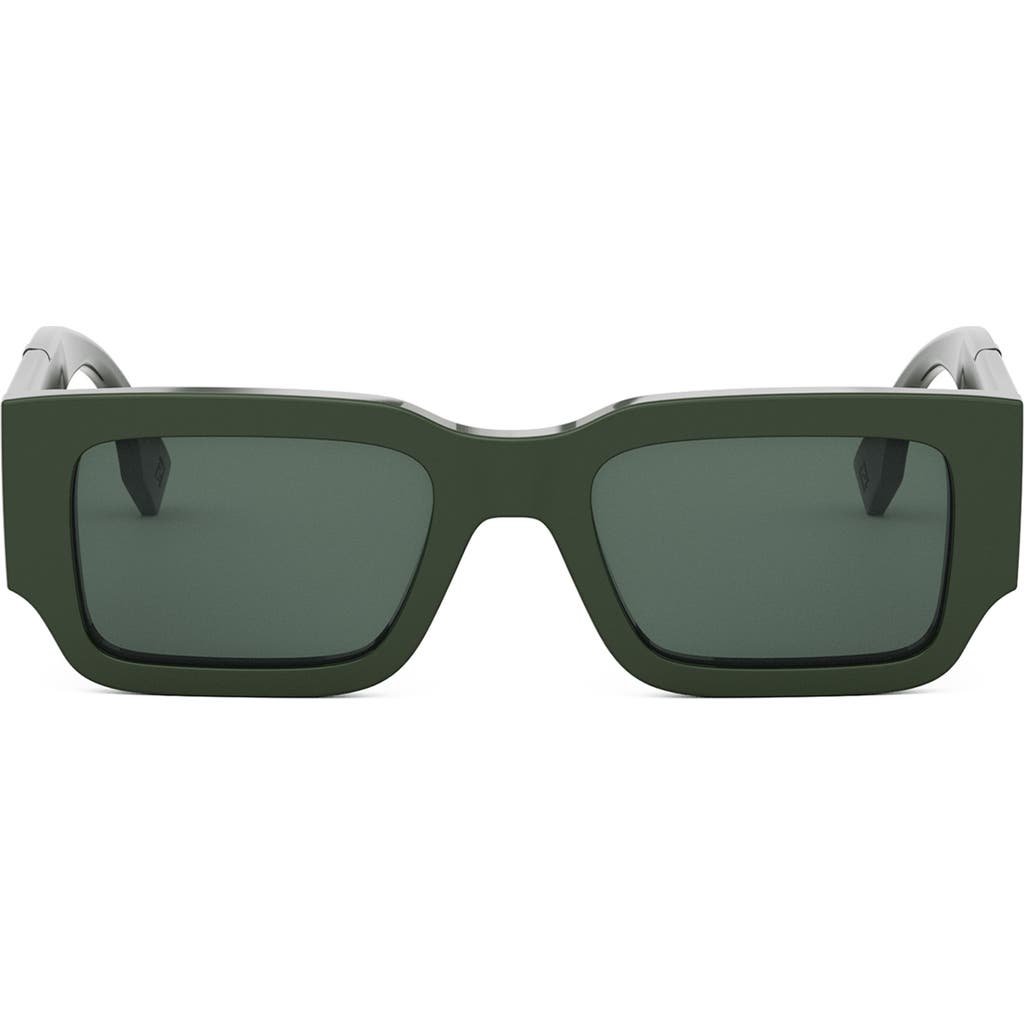 Fendi The  Diagonal 51mm Rectangular Sunglasses In Shiny Dark Green/green
